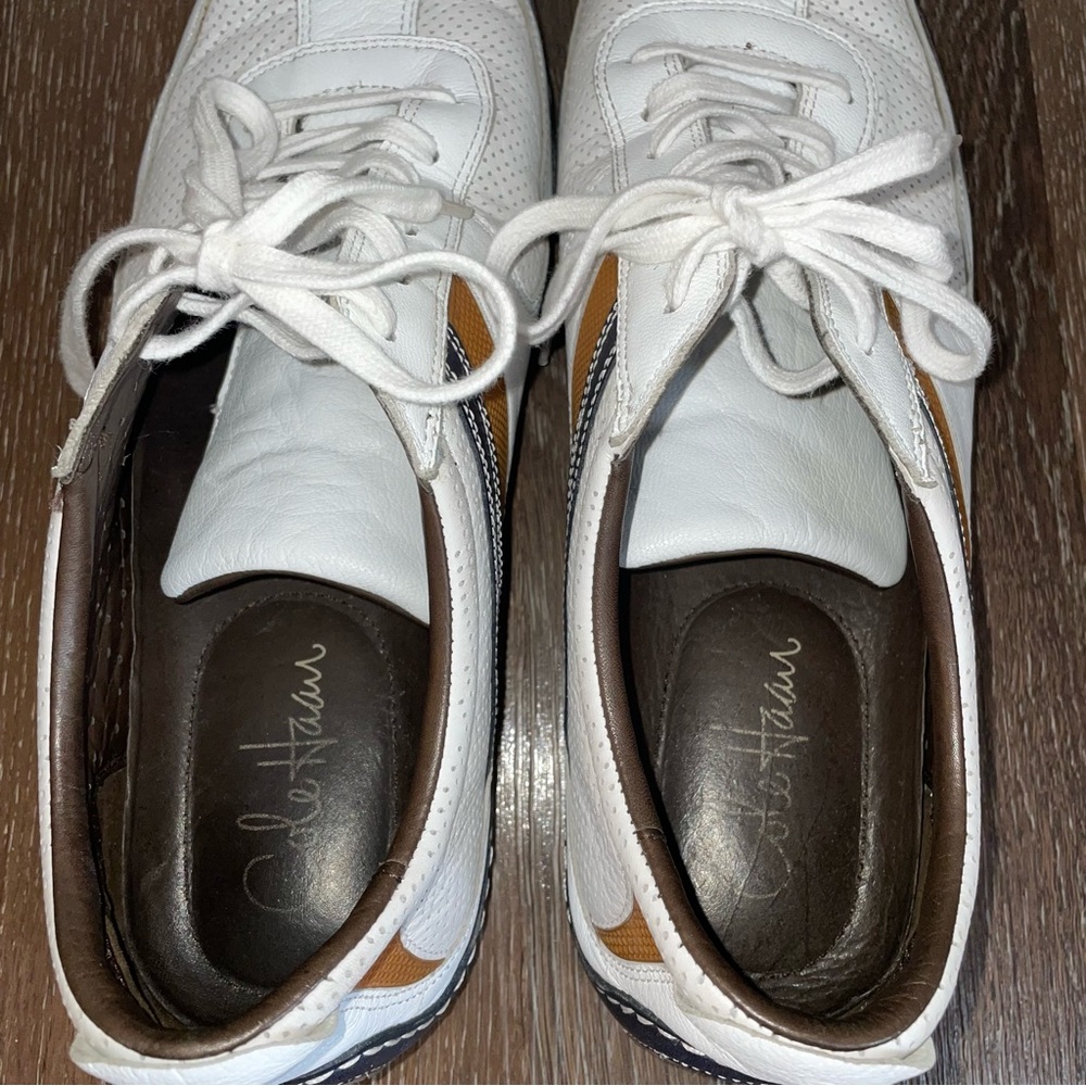 Cole Haan X Nike Air Men's White and Brown Leather Driving Shoes 12 - Picture 5 of 7